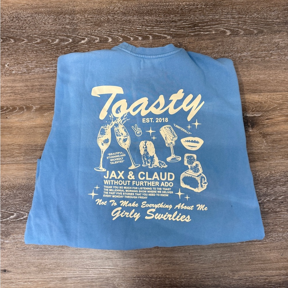 The Toast Podcast “Toasty” Blue Graphic Crewneck Sweatshirt